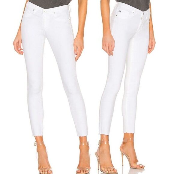 Adriano Goldschmied The Legging Ankle Super Skinny Jeans Raw Hem White Size 30 - Picture 1 of 14